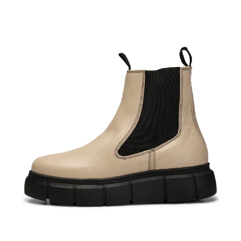 Tove chelsea boot leather - BEIGE