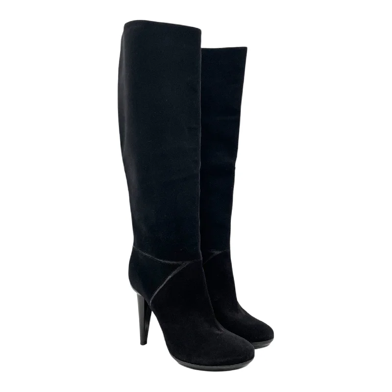 BOTTEGA VENETA/Boots/EU 37.5/Suede/BLK/HIGH RIZE/KNEE BOOT/LAMB LININ