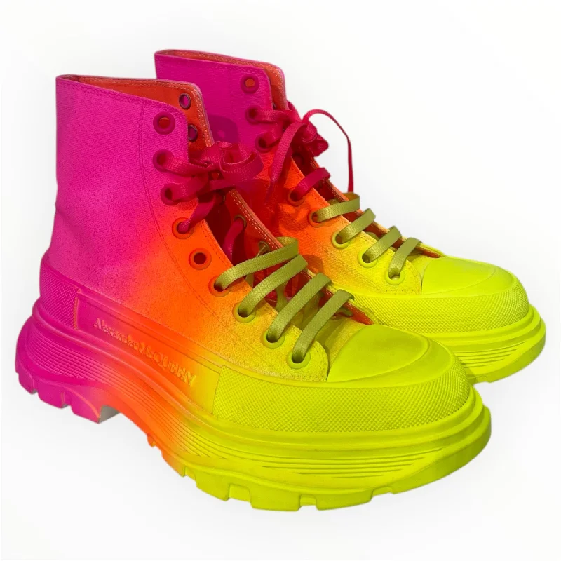 Alexander McQueen/Lace Up Boots/US 8/Cotton/MLT/Tread Slick Ombre Ltd Edition