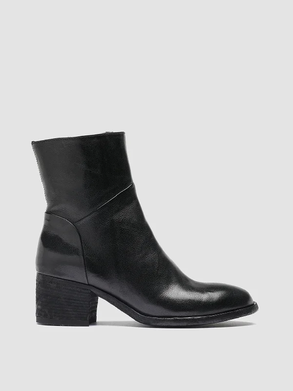 DENNER 107 - Black Leather Ankle Boots