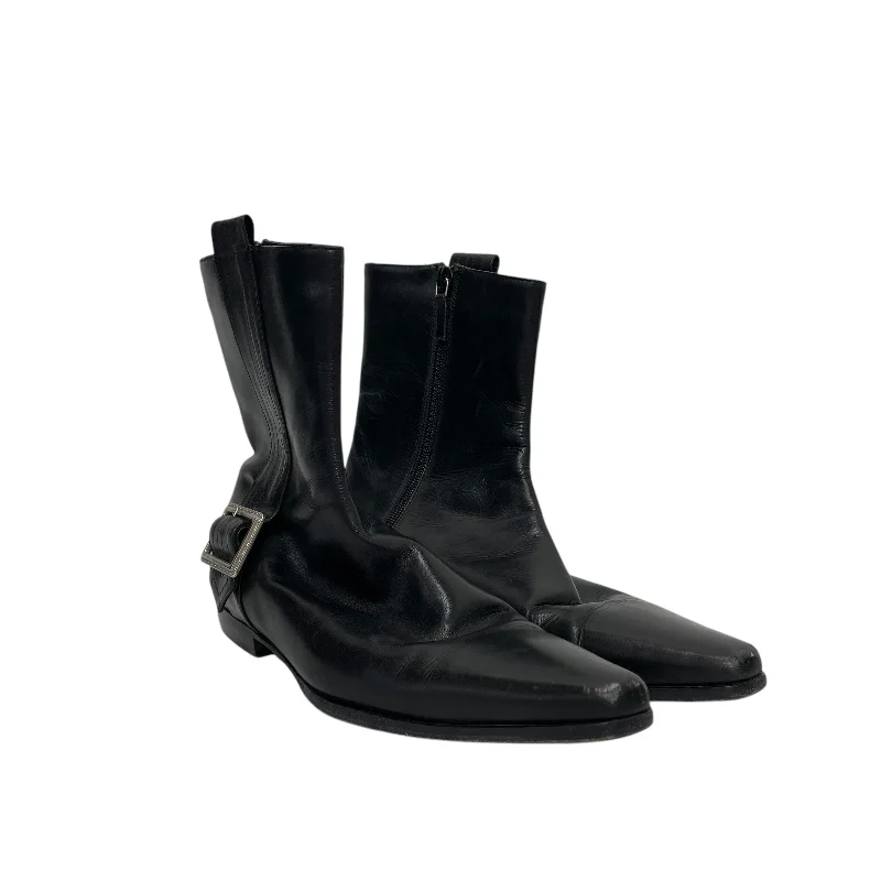 BURBERRY/Boots/US 5/Leather/BLK/Buckle Pointed Toe