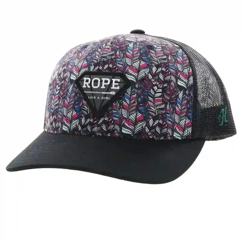 Hooey Rope Like A Girl Patch Feather Pattern Cap