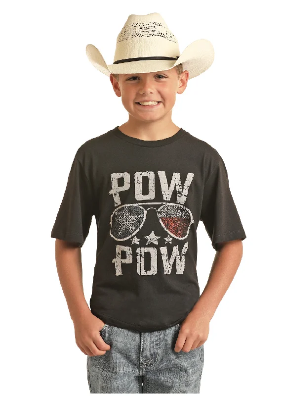 Boys Rock & Roll Black American P.O.W. Motif Tee