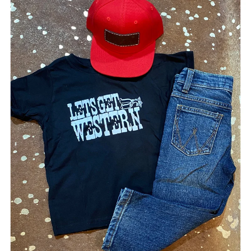 Black "Lets Get Western" Kids Tee