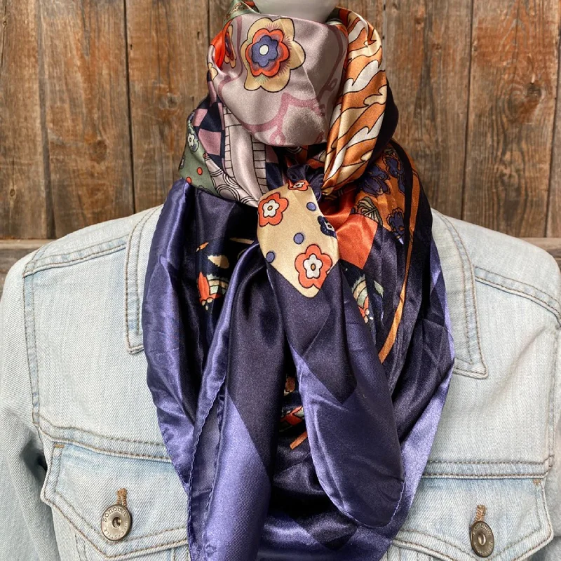 Rodeo Drive Blue & Orange Multi Pattern Wild Rag