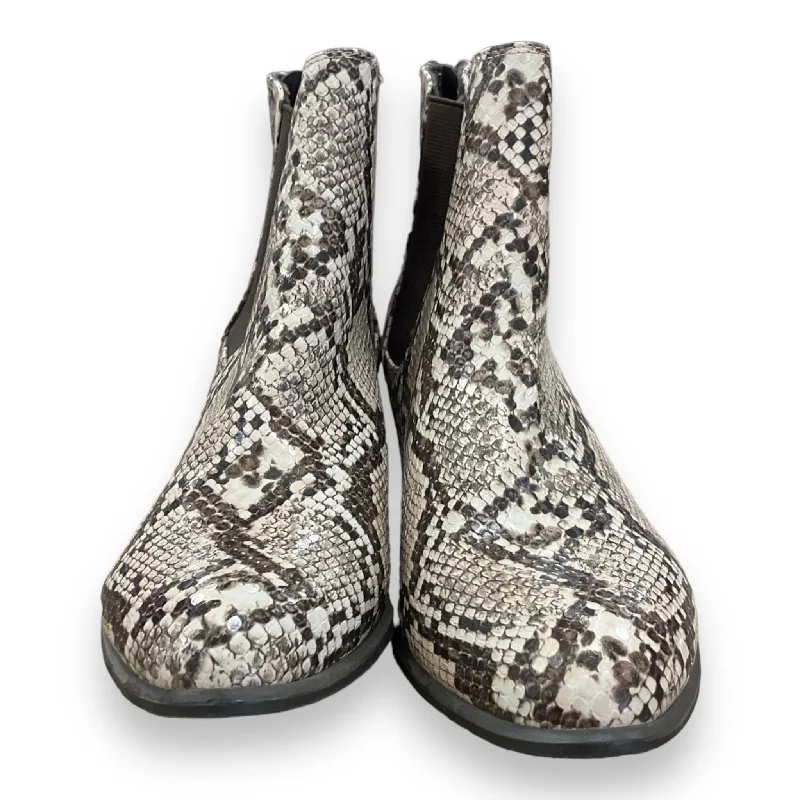 Boots Ankle Heels By Esprit In Snakeskin Print, Size: 7.5