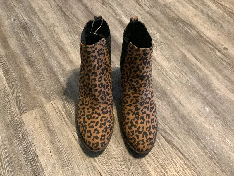 Boots Ankle Heels By Loft In Animal Print, Size: 10