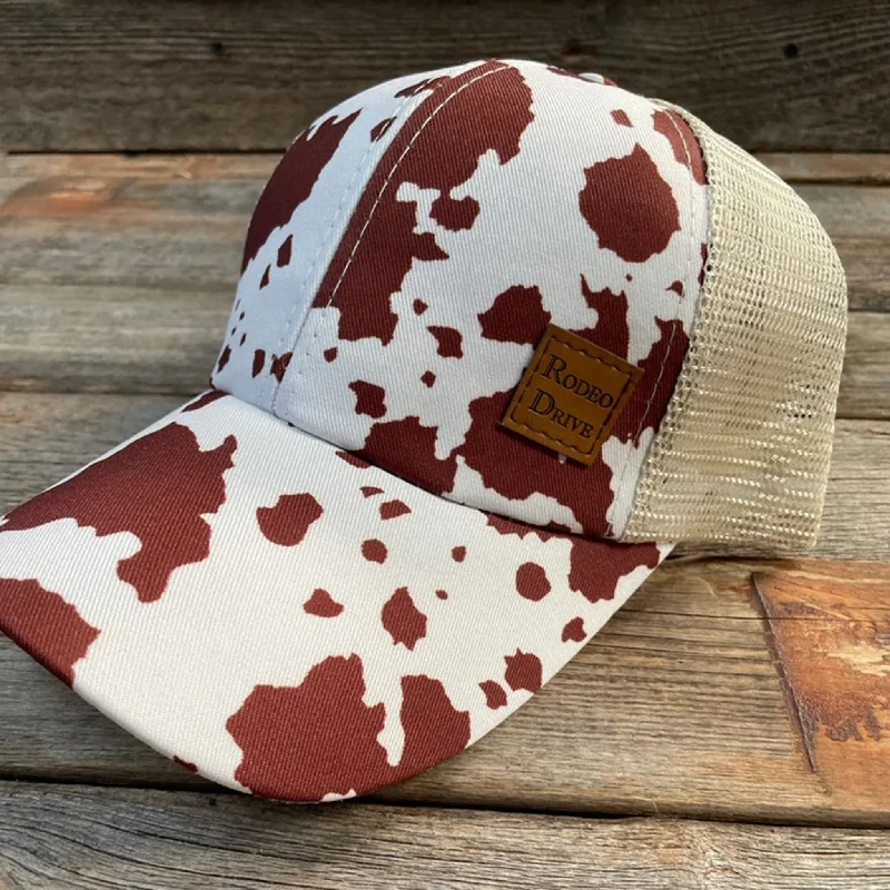 Rodeo Drive Brown Cow Print Trucker Cap