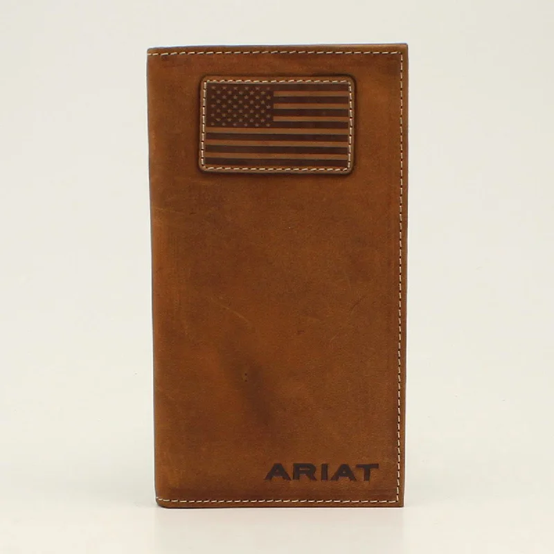 Ariat Brown Flag Patch Rodeo Wallet