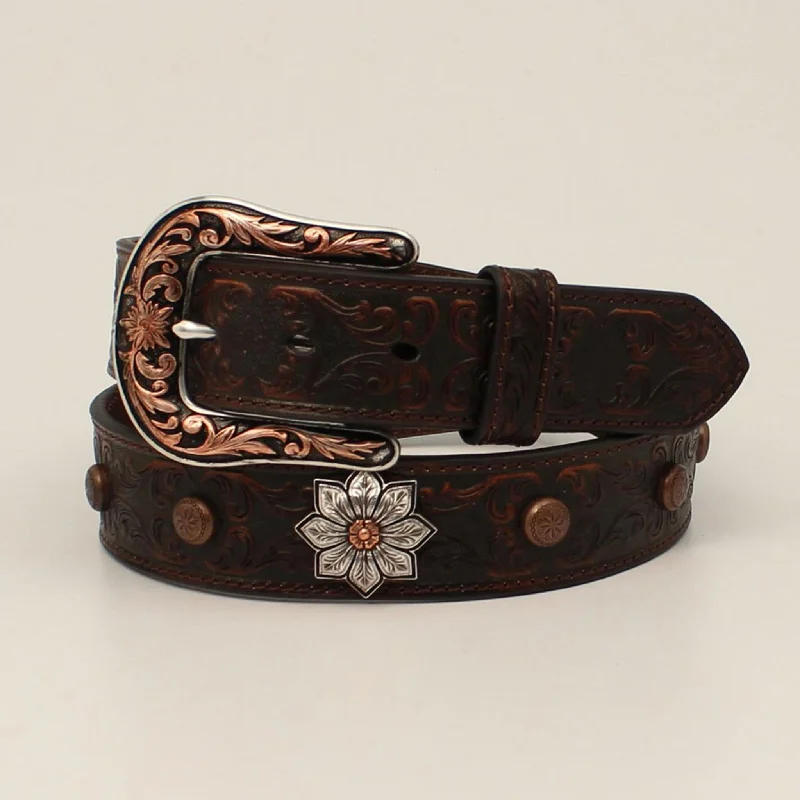 Ariat Ladie's Brown Floral Flower Concho Belt