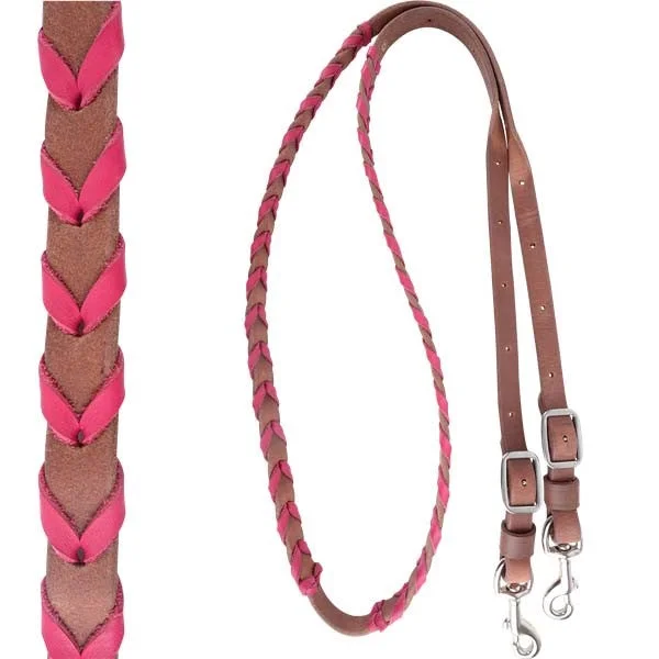 Martin Saddlery Pink Latigo Laced Barrel Reins