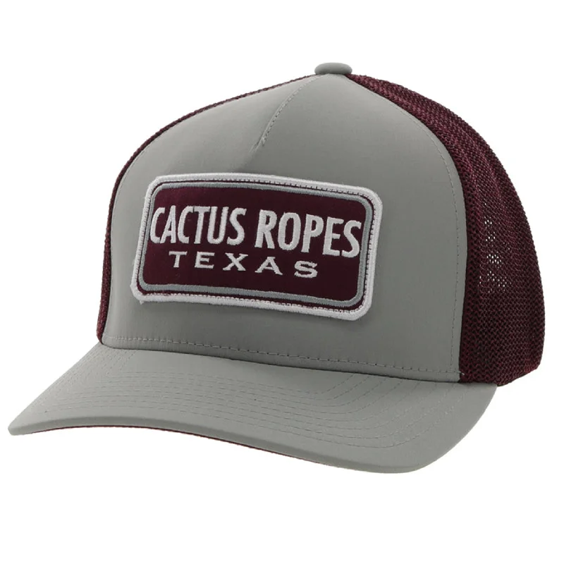 Hooey Grey & Maroon Cactus Rope's Cap