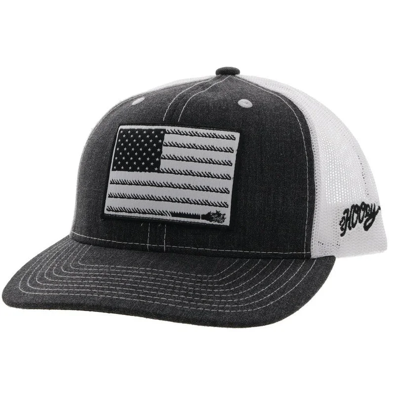 Hooey YOUTH Cowboy Flag Patch Charcoal & White Cap