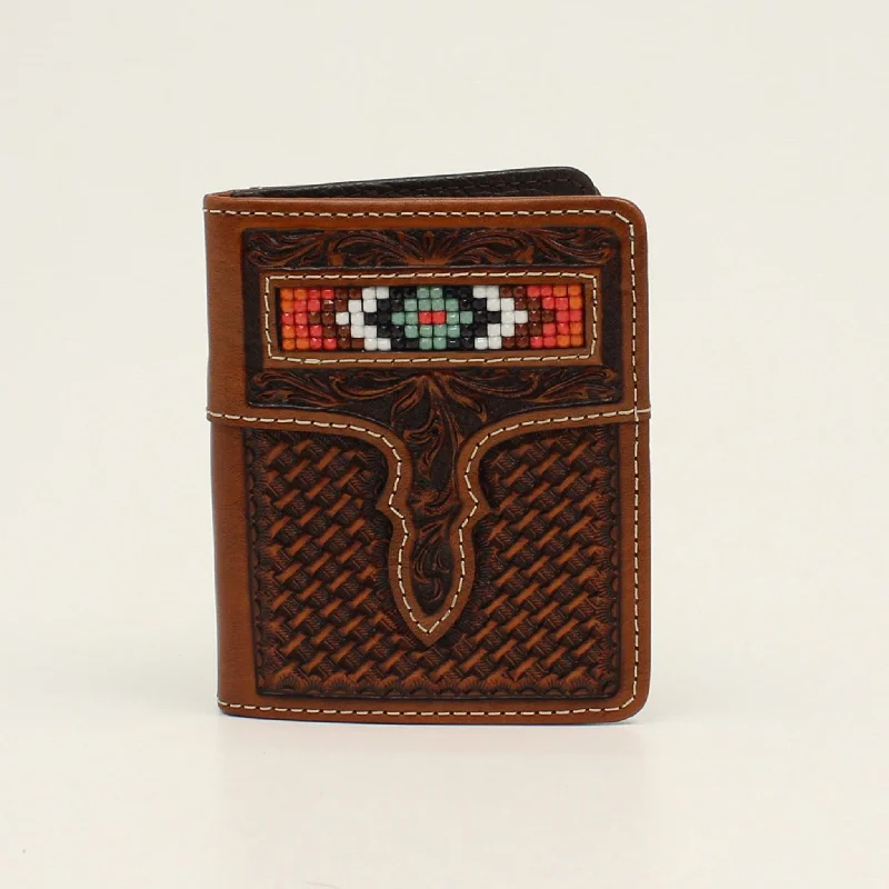 Nocona Bifold Flip Basketweave Diamond Beaded Wallet