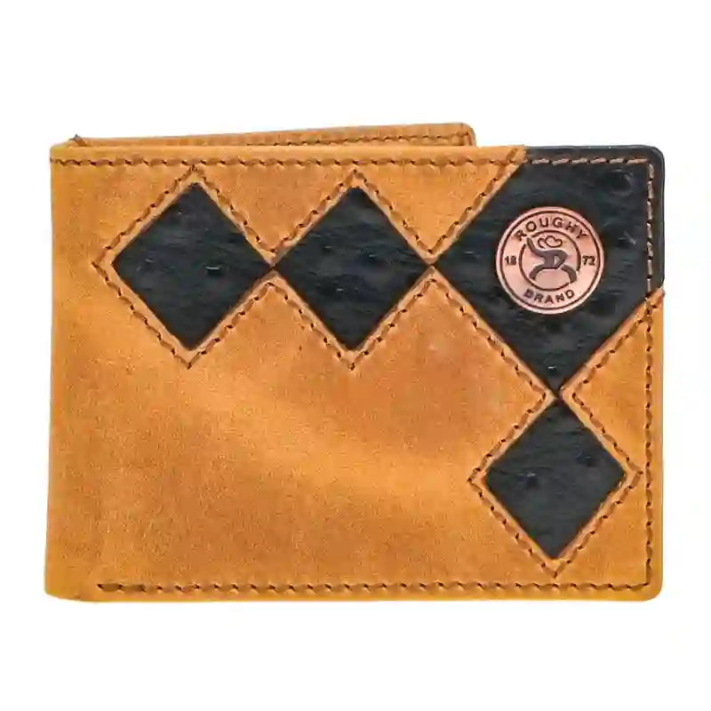 Hooey Ostrich Diamond Bifold-Tan/Brown