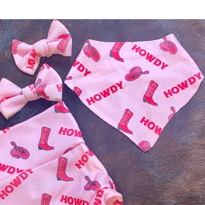 Pink Howdy Bandana Bib