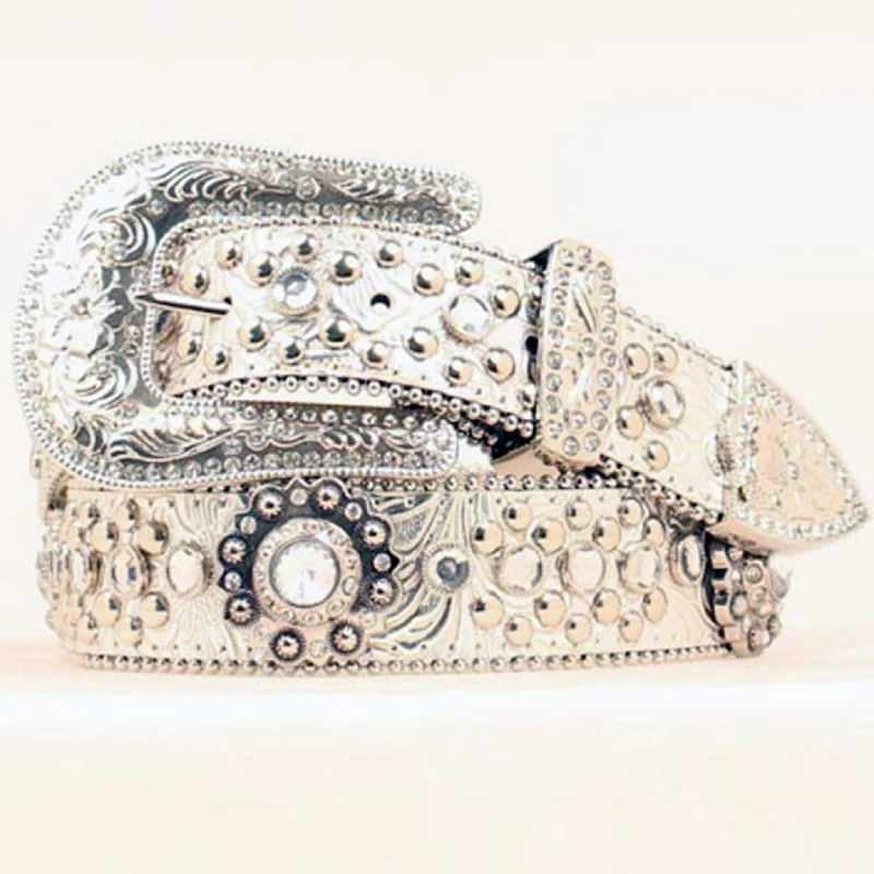 Blazin Roxx Women's Silver Floral Rhinestone Belt