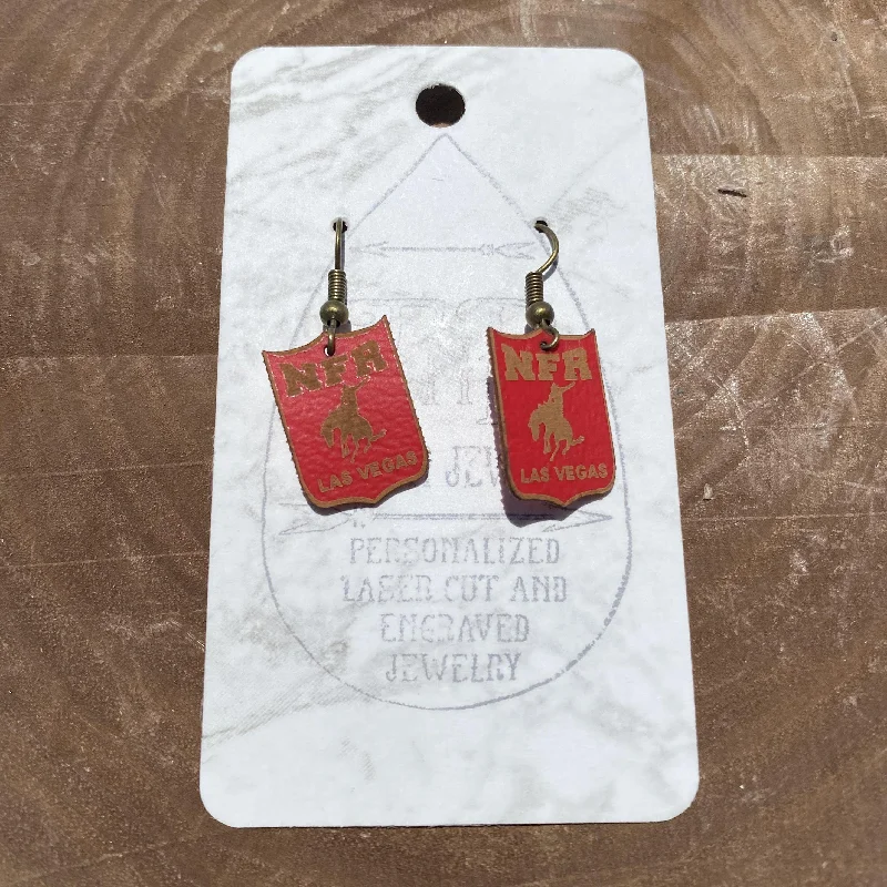 Handmade Red Leather NFR Earrings