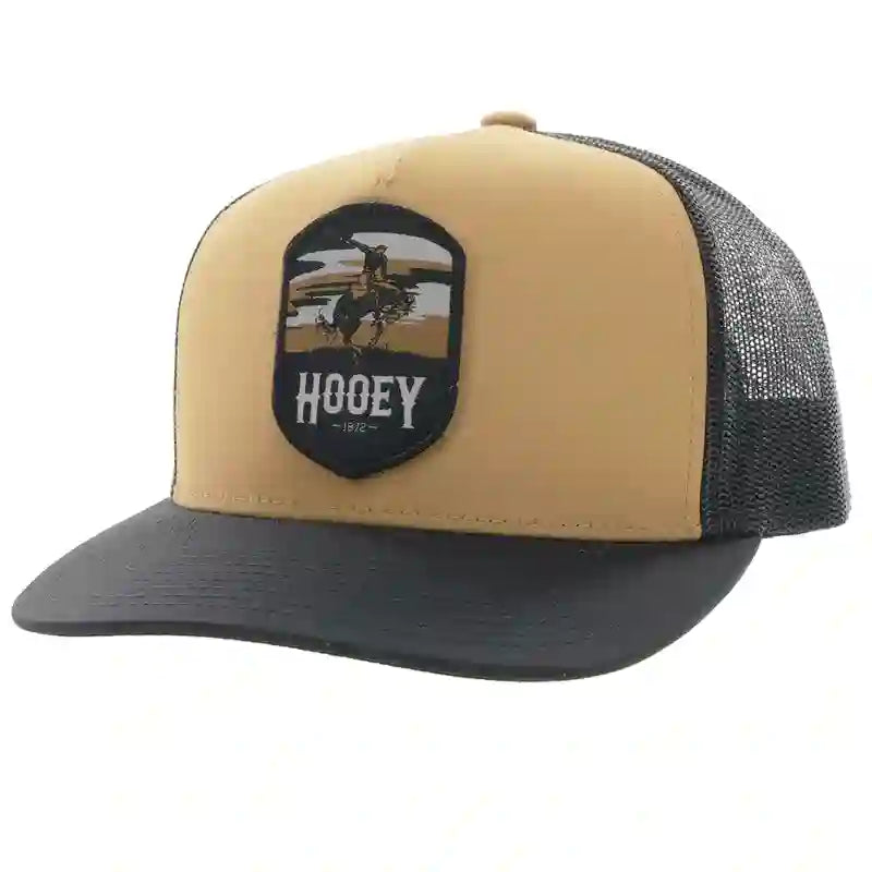 Hooey High Profile Work Tan & Black Cap-Cheyenne Patch