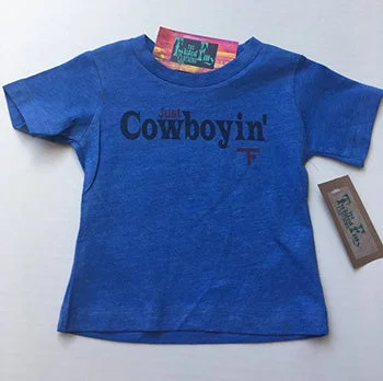 Blue Just Cowboyin' Kids Tee