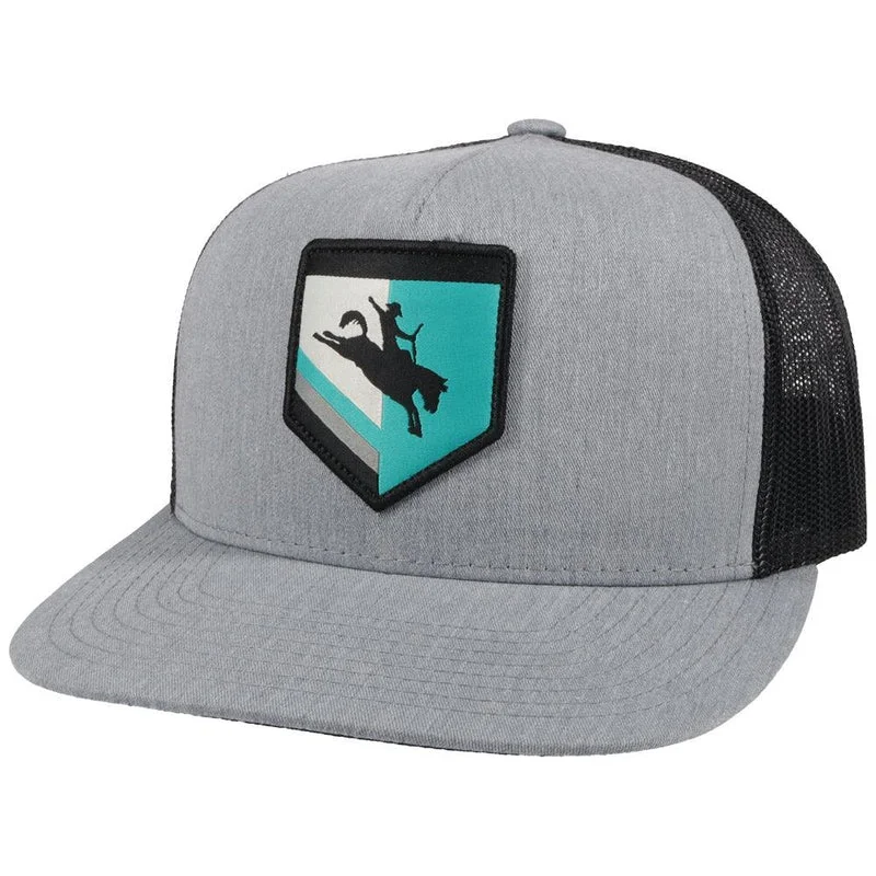 Hooey YOUTH Grey & Black Youth Cap-Turquoise Tibbs Cheyenne Patch