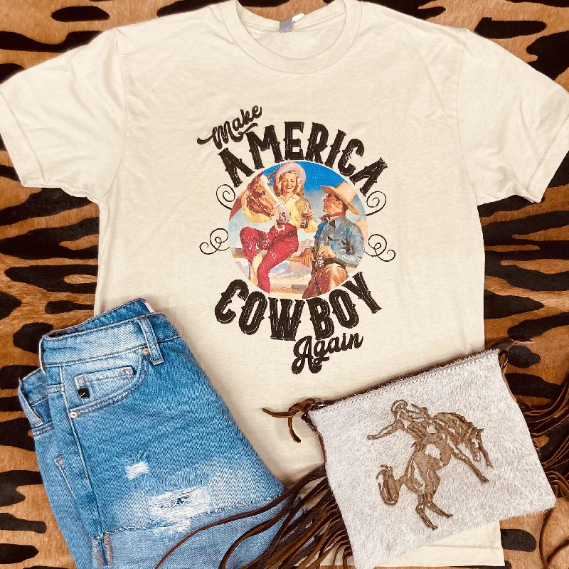 Rebel Rose Make America Cowboy Again Cream Tee