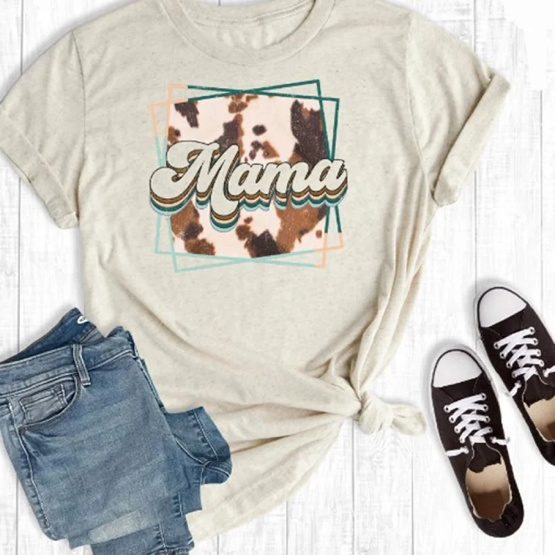 Cream Cowhide Mama Graphic  Tee