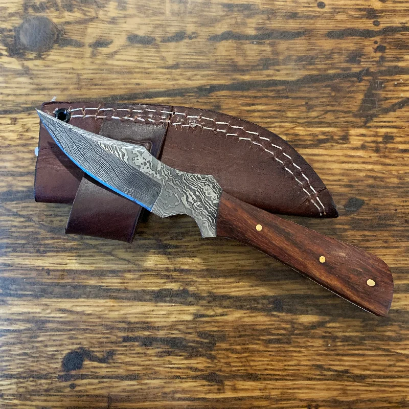 Twisted X Damascus Knife & Sheath