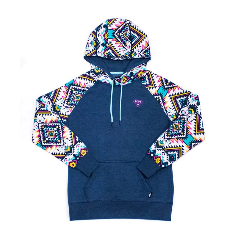 Hooey Rope Like A Girl Youth Navy & Aztec Hoodie